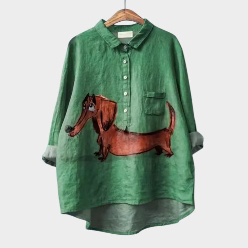 Astrid - Afslappet Skjorte med Kæledyrskunsttryk