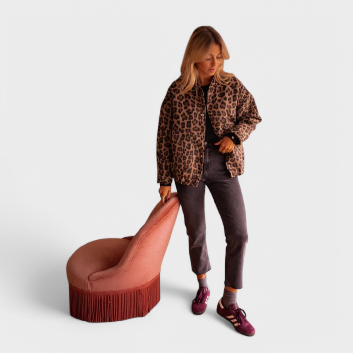 Larisa - Leopard Bomberjakke