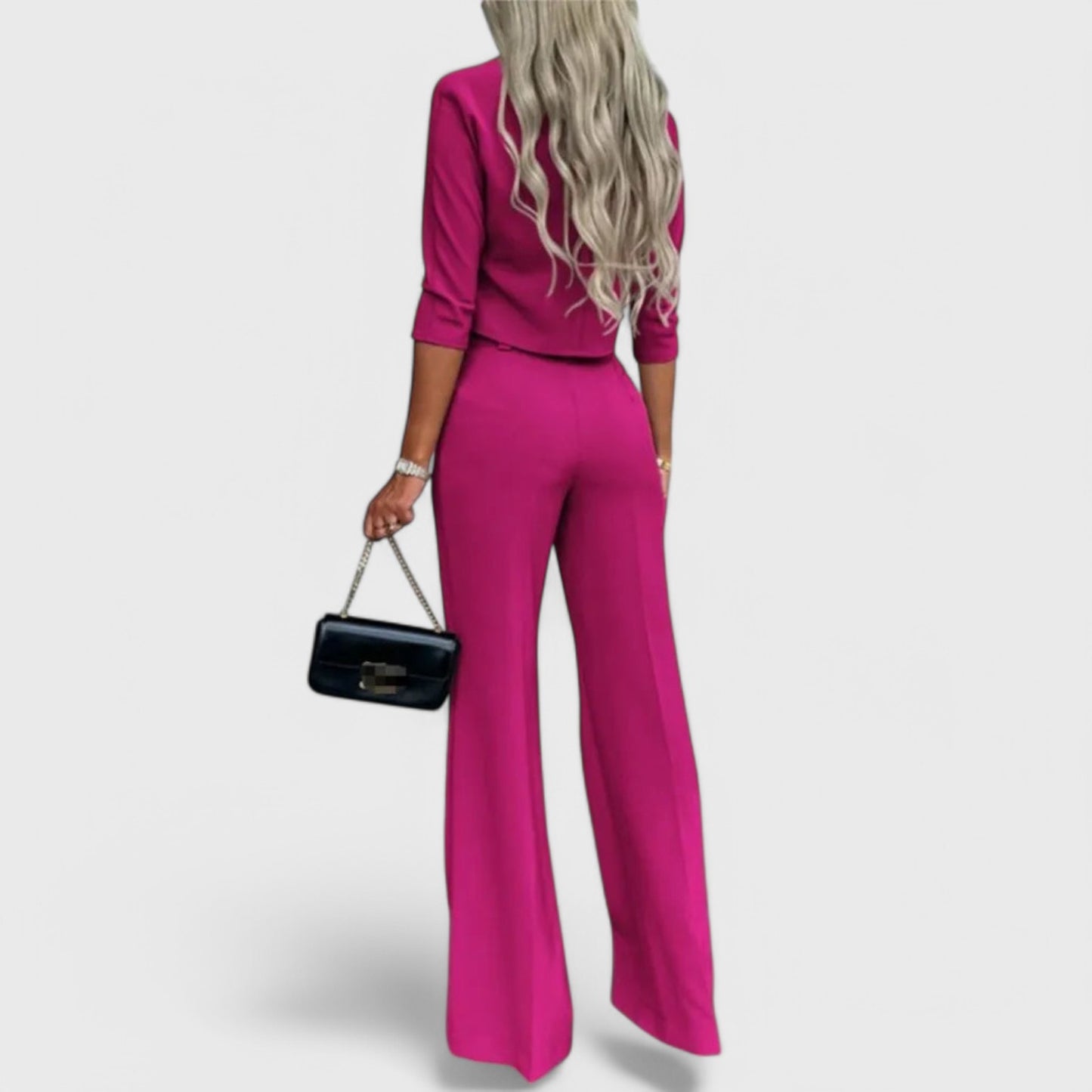 Amalia - Elegant sæt med crop top og højtaljede bukser