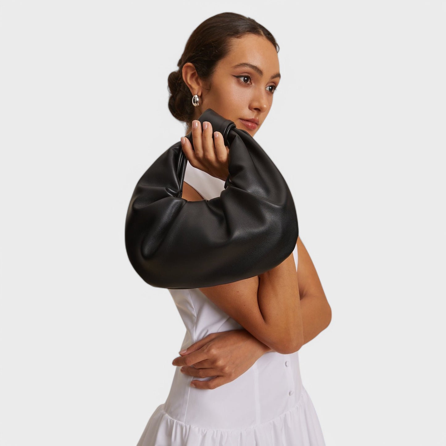 Helene - Halvmåne Knotted Ruched Taske