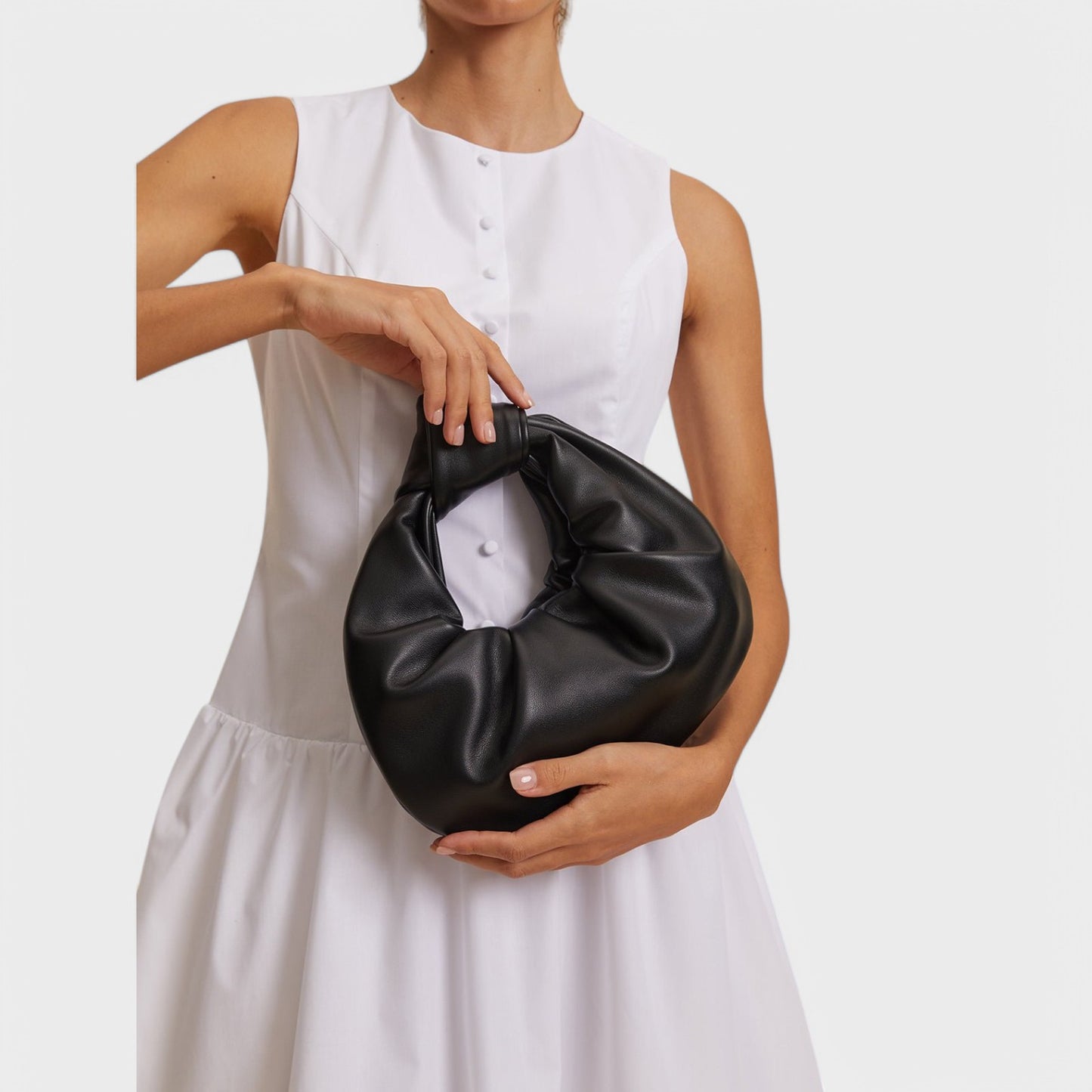 Helene - Halvmåne Knotted Ruched Taske