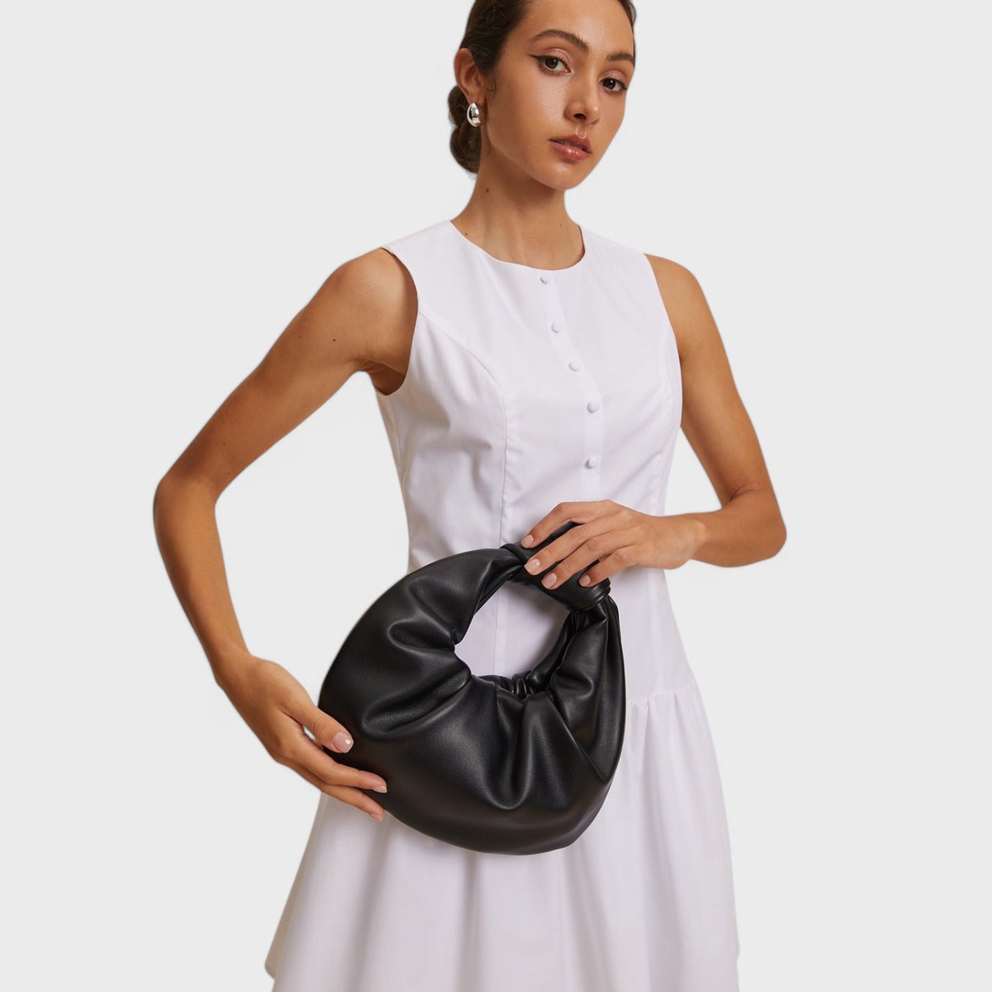 Helene - Halvmåne Knotted Ruched Taske