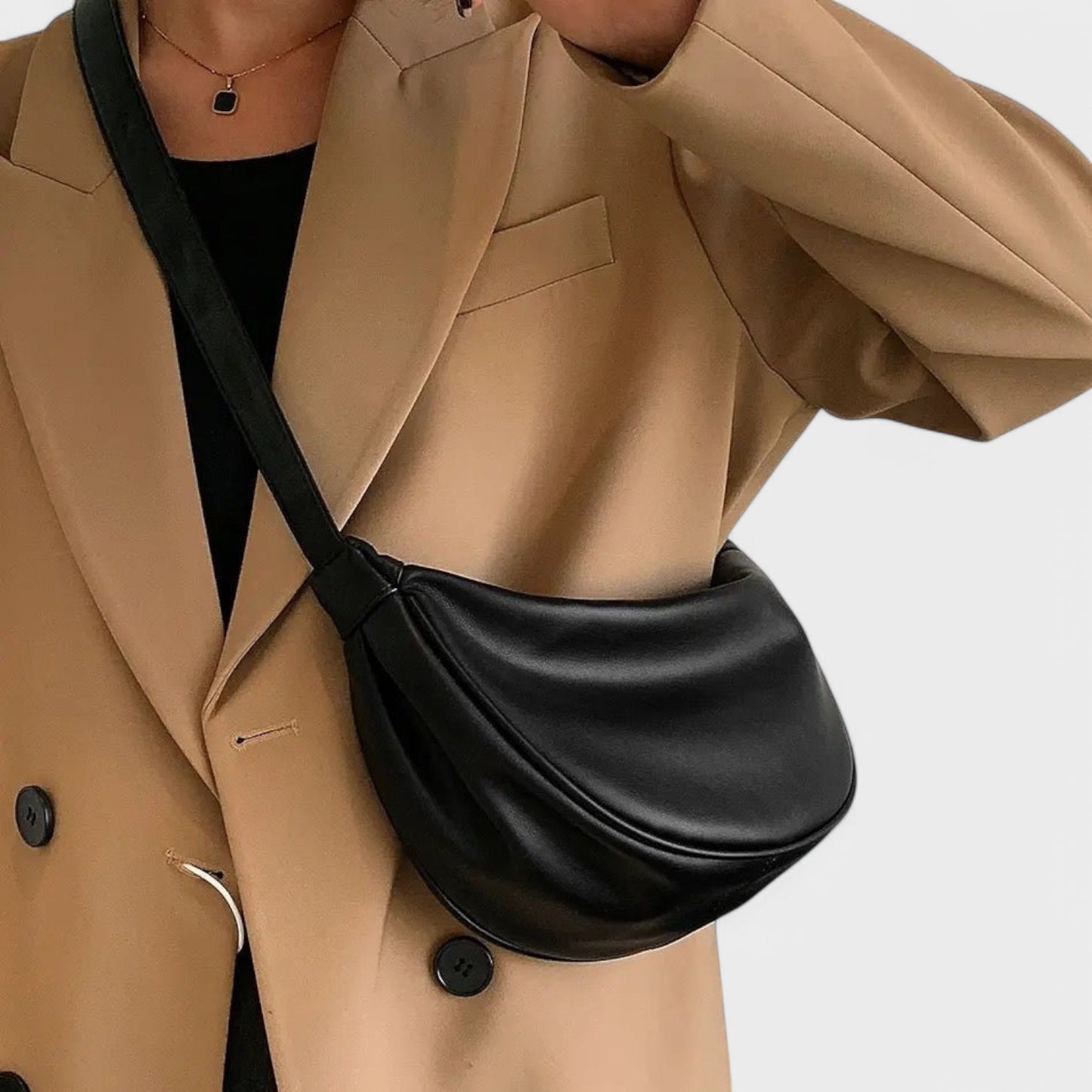 Maria - Minimalistisk Sort Hobo Taske