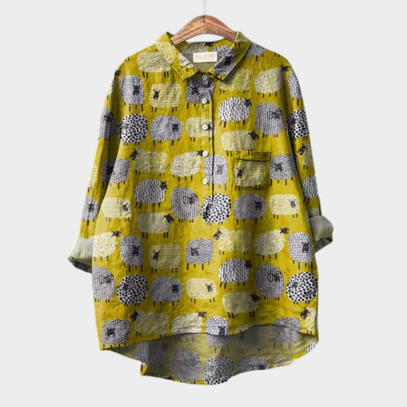 Gunnel - Fritidsskjorte med Fugleprint