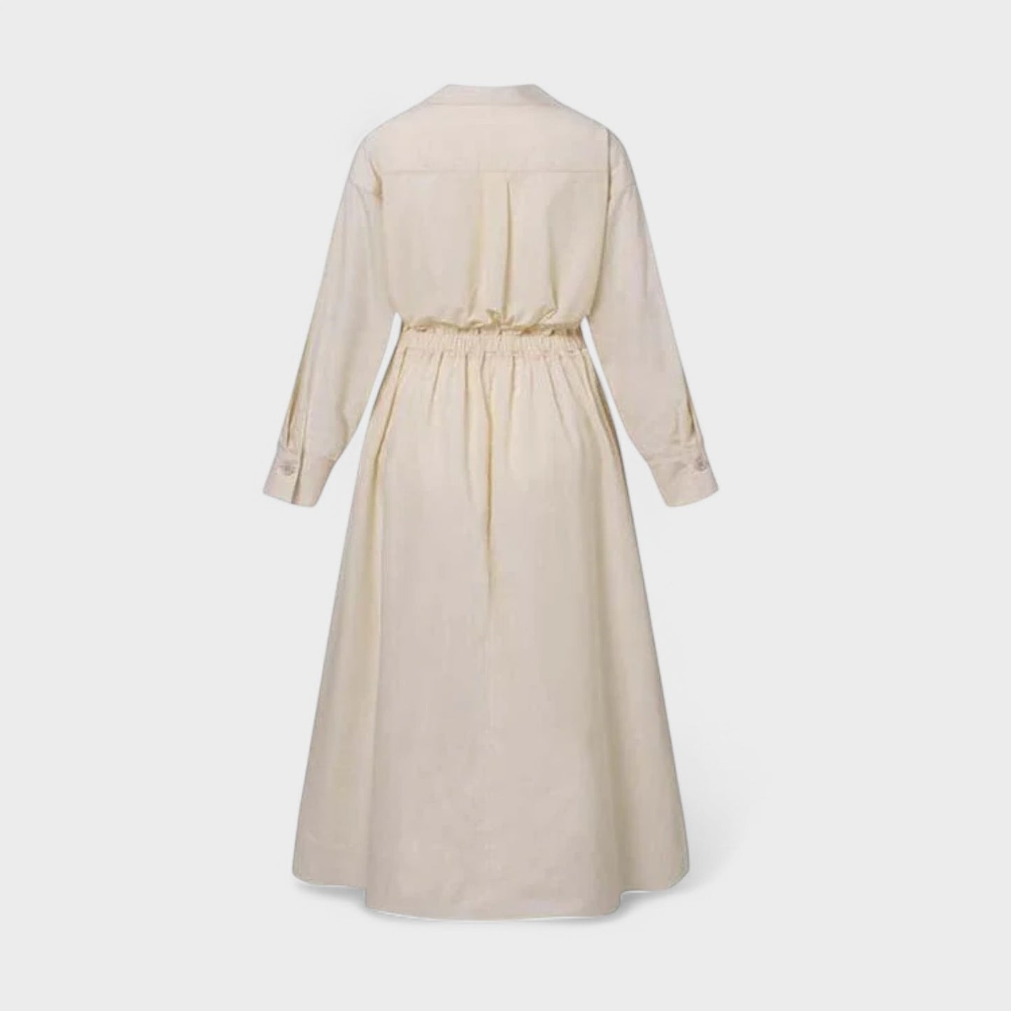 Clara - Ensfarvet Skjortekjole Med Krave