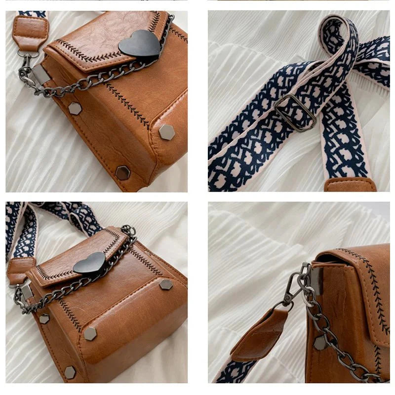 Vibeke- Vintage Hjerte Accent Crossbody Taske