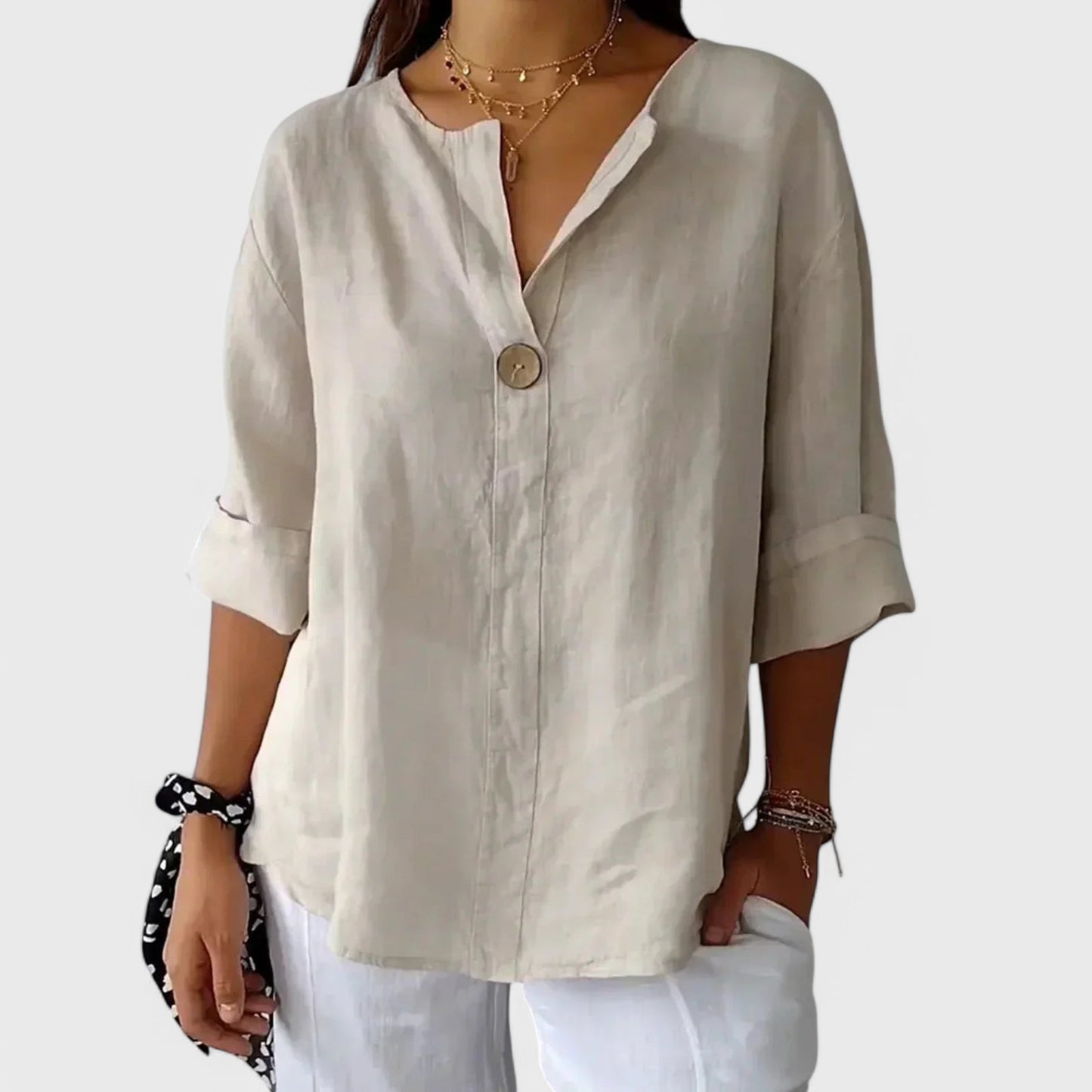Jessa - Afslappet bluse med V-hals