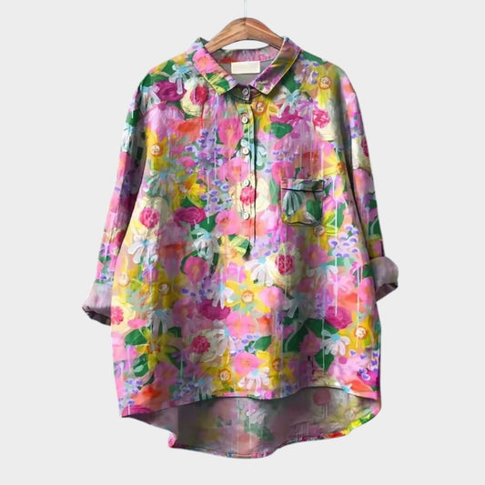 Lena - Skjorte med Vintage-blomsterprint