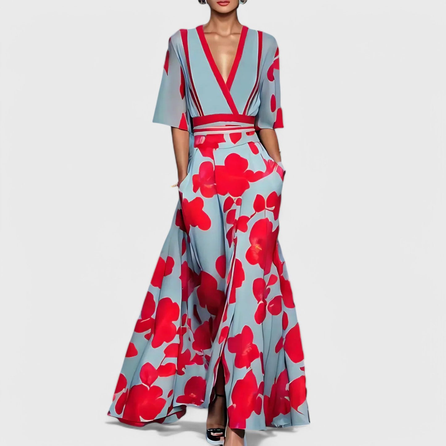 Evie - Elegant Kjole med Blomstermønstre