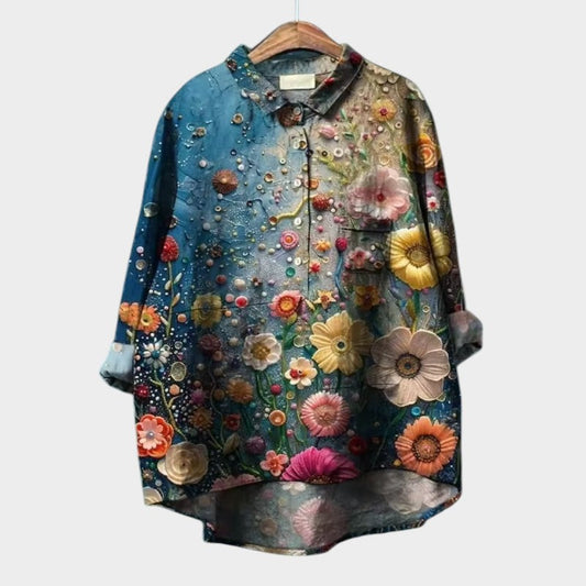 Lena - Skjorte med Vintage-blomsterprint
