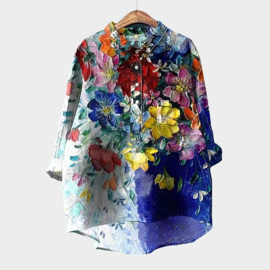 Lena - Skjorte med Vintage-blomsterprint