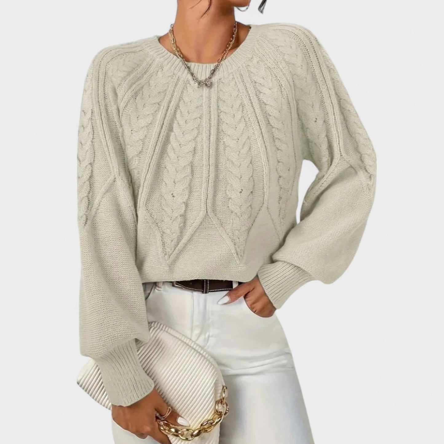 Mila - Elegant Sweater Med Fletning