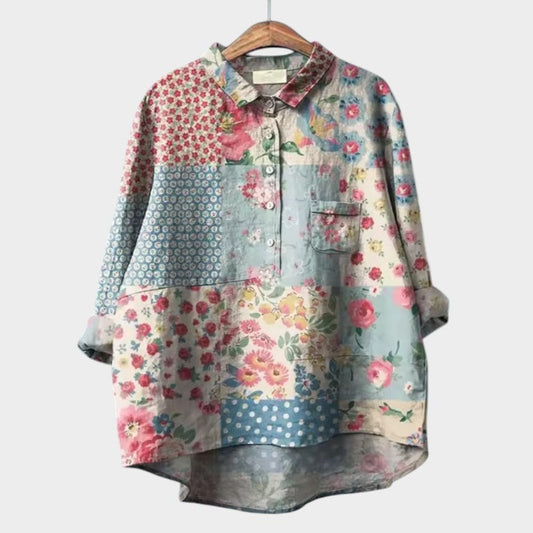 Lena - Skjorte med Vintage-blomsterprint