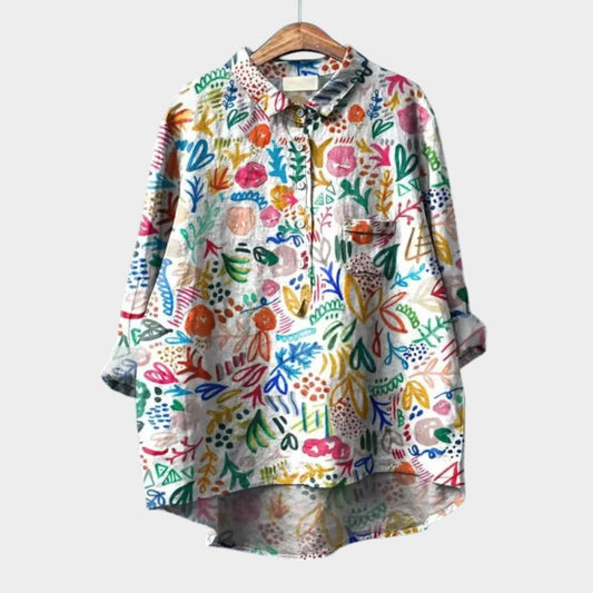 Lena - Skjorte med Vintage-blomsterprint