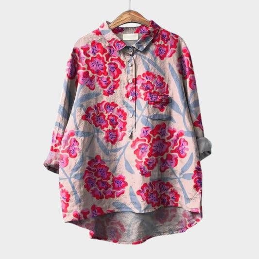 Lena - Skjorte med Vintage-blomsterprint