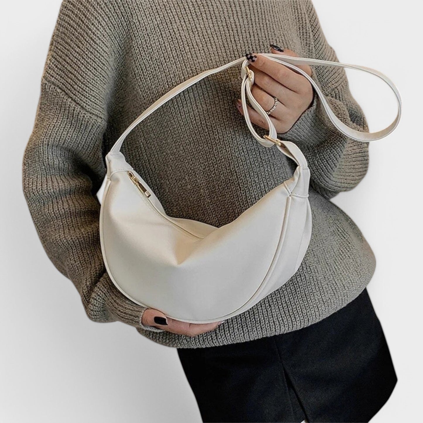 Maria - Minimalistisk Sort Hobo Taske