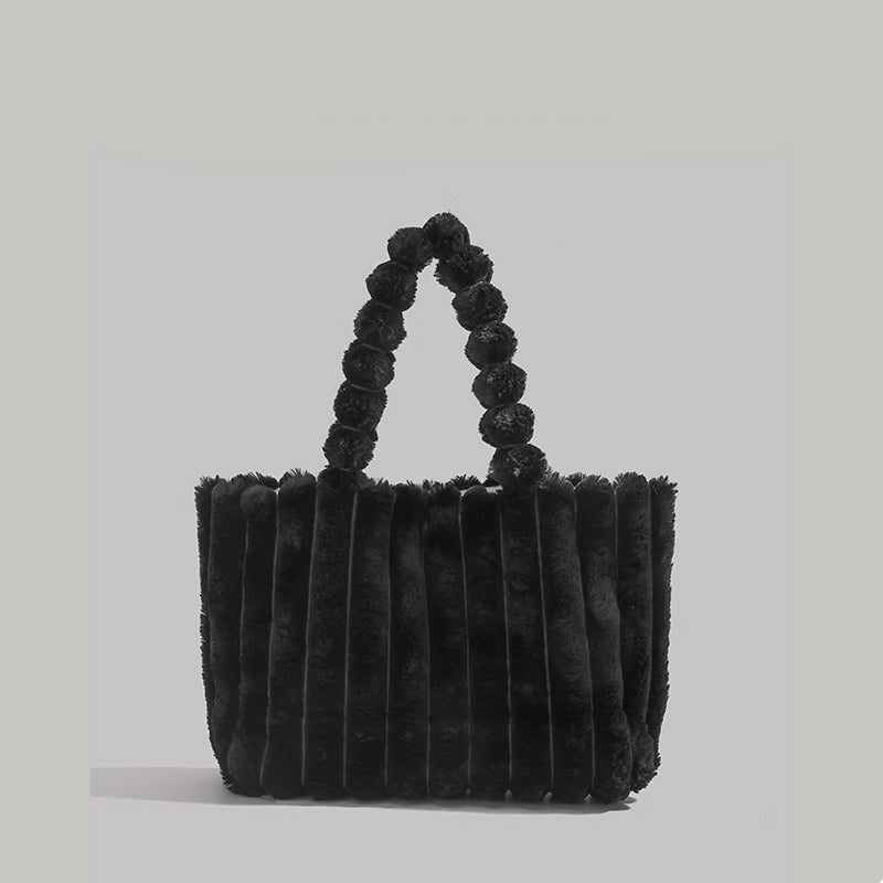 Plush Textured Faux Fur Handbag – Blød Vinter Tote