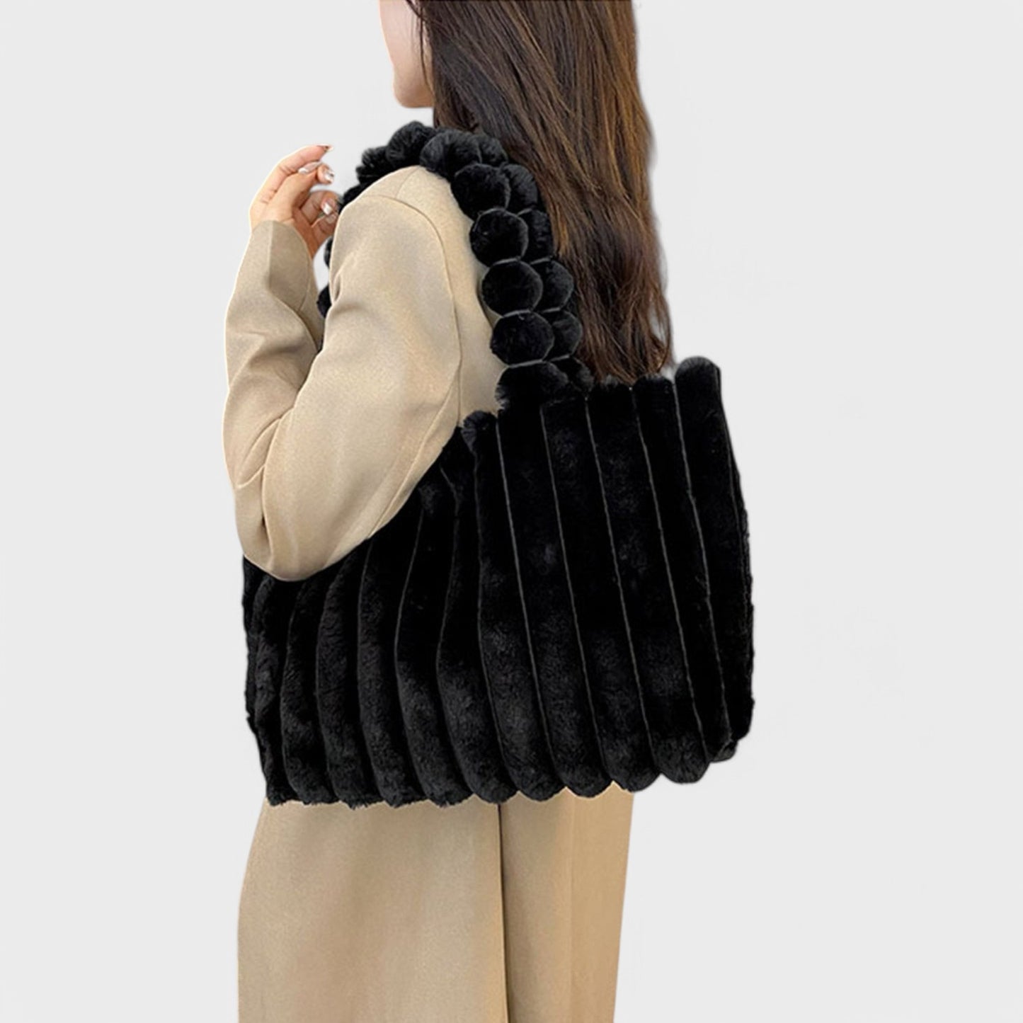 Patricia - Plush Textured Faux Fur Handbag