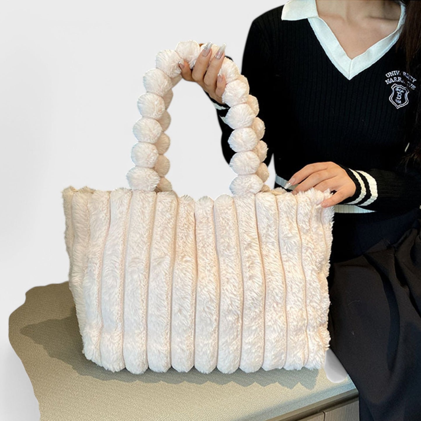 Patricia - Plush Textured Faux Fur Handbag