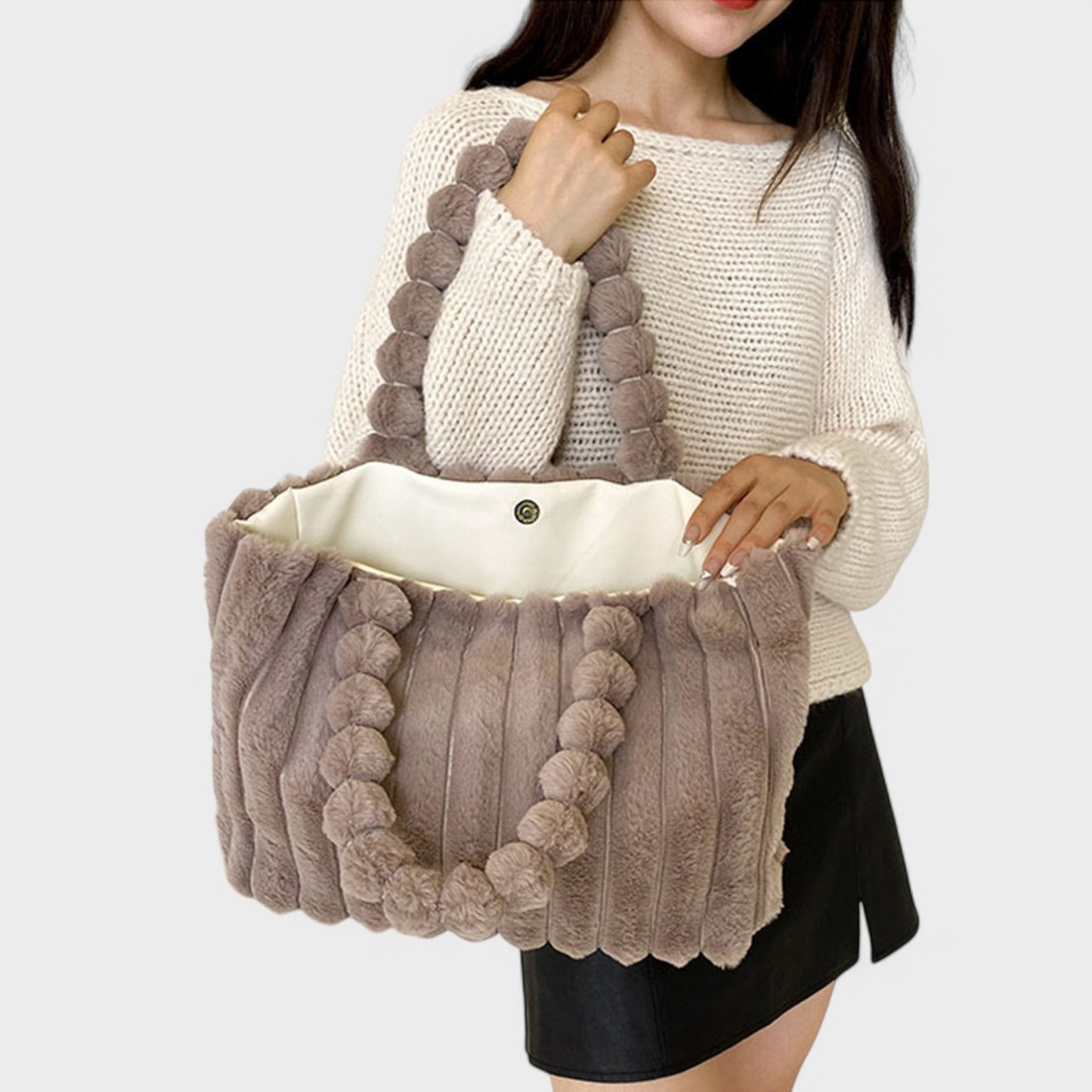 Patricia - Plush Textured Faux Fur Handbag