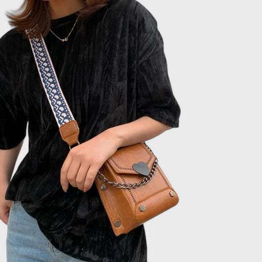 Vibeke- Vintage Hjerte Accent Crossbody Taske