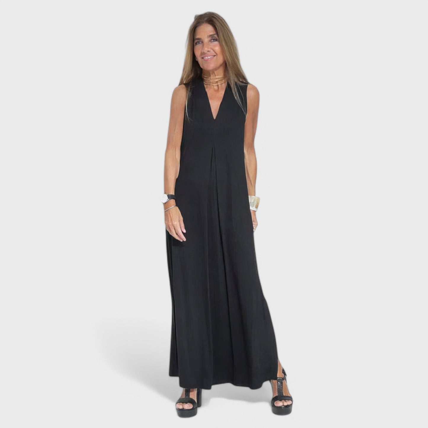 Ava - Elegant lang kjole + GRATIS matchende cardigan