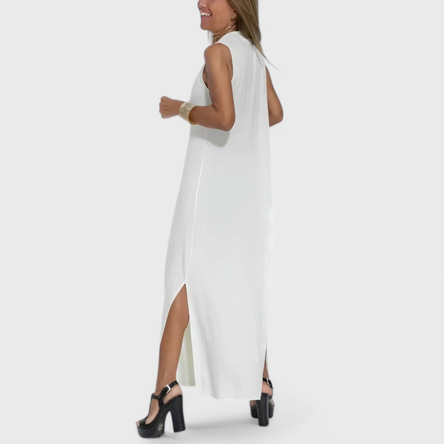 Ava - Elegant lang kjole + GRATIS matchende cardigan