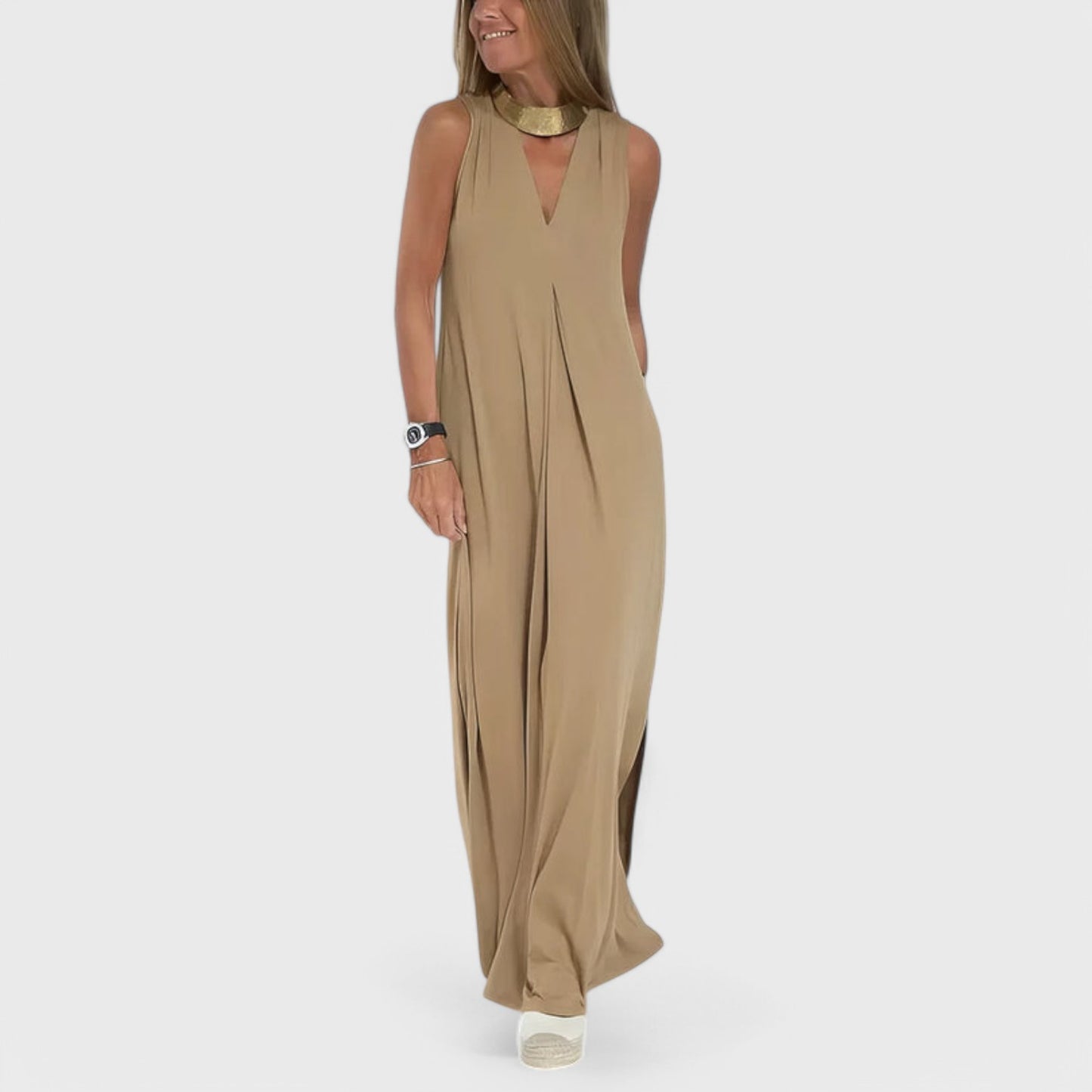 Ava - Elegant lang kjole + GRATIS matchende cardigan