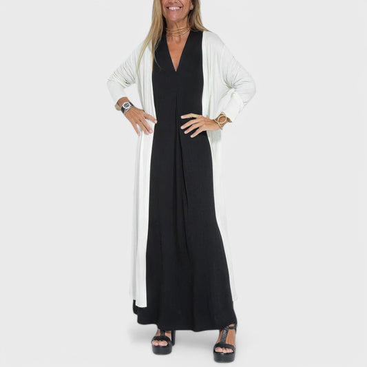 Ava - Elegant lang kjole + GRATIS matchende cardigan