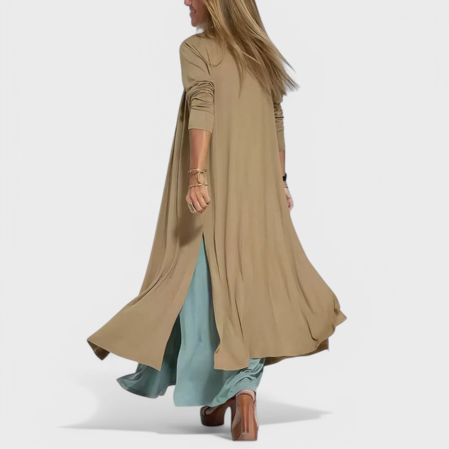 Ava - Elegant lang kjole + GRATIS matchende cardigan